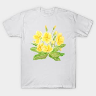 yellow Primula flowers  watercolor painting T-Shirt